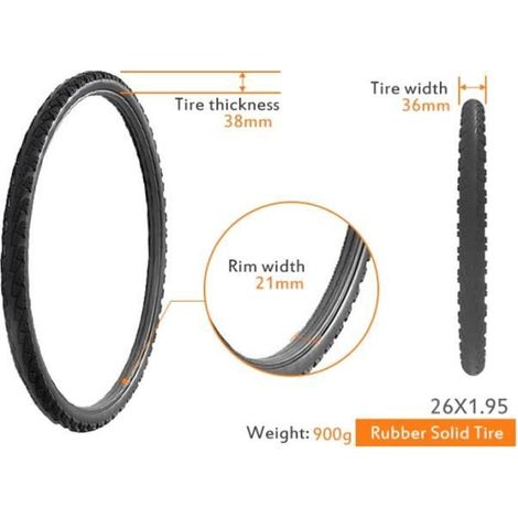 Pneu vélo,Pneu solide sans air résistant à l'usure et anti-perforation pour vélo VTT,de 26-24-22-20-18-16-14-12 - Type 26 X 1.95 (1/4)