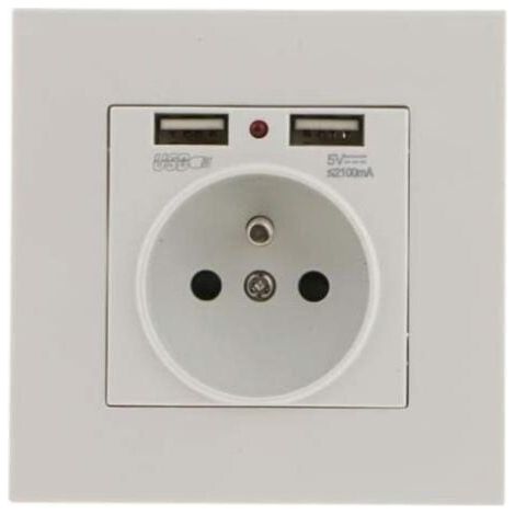 Set mit 2 Wandsteckdosen, Wandsteckdose mit zwei USB-Anschlüssen (5 V/2100 mA), Einbausteckdose mit 2 USB-Anschlüssen, praktisch und einfach zu bedienen