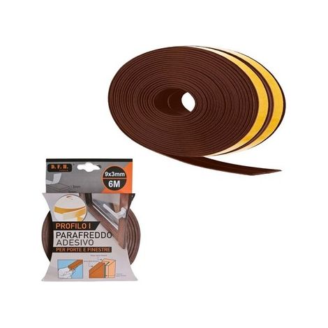 JOINT ADHÉSIF 6 MT DRAFT EXCESSOR POUR PORTES ET FENÊTRES MARRON 0,9 CM I (1/4)
