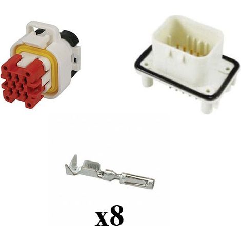 Kit Connettore Ampseal Maschio Femmna 8 Vie bianco da circuito stampato