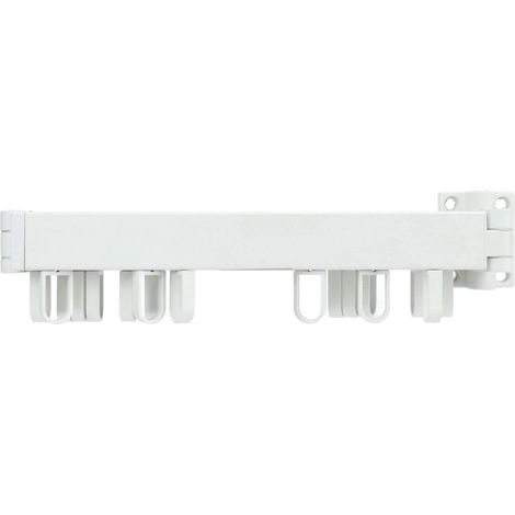 Étendoir mural rétractable et peu encombrant à anneau rotatif, cintre simple pour balcon ou buanderie, blanc, trois plis (1/5)