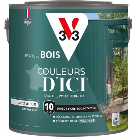 Peinture bois extérieur Couleurs d'Ici® V33 Vert profond Velours 2L