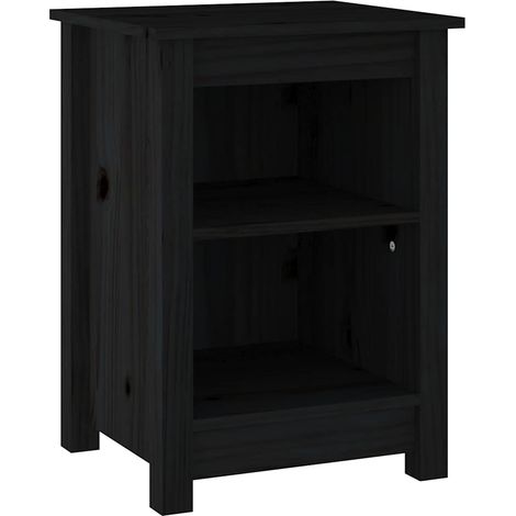 Maison Exclusive - Mesita de noche madera maciza de pino negro 40 (1/5)