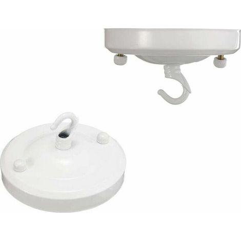 Vintage Lustre Plafonnier, Rétro Fer Rosette Crochet Porte-Plaque Pendentif Lumière Toit Ventouse Disque Cadre DIY Luminaire Accessoires Créatif (Blanc)