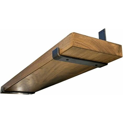 royaluxe - Lot de 2 supports d'étagère robustes noirs pour étagère murale, supports d'étagère en métal, supports d'étagère flottants pour bureau à domicile, jardin 200 x 150 mm (1/3)