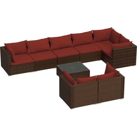 Maison Exclusive - 9-tlg. Garten-Lounge-Set mit Kissen Braun Poly (1/5)