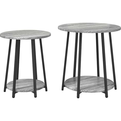 Maison Exclusive - Beistelltisch-Set mit Regal 2 pcs Grau Sonoma