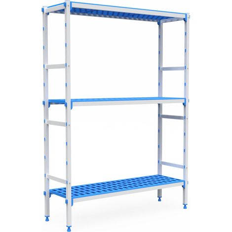 Rayonnage Aluminium 3 Niveaux Compatible Bac GN 2/3 -  L 2060 à 3265 mm - Pujadas