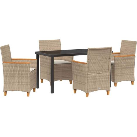 Maison Exclusive - Conjunto de Comedor de Jardín 5 uds. Beige rat (1/5)