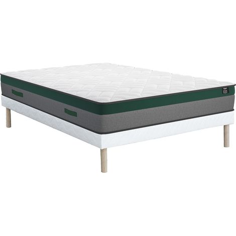 Ensemble 140 x 190 cm sommier + matelas ressorts ensachés ép.22cm - PRESTIGE de YSMÉE
