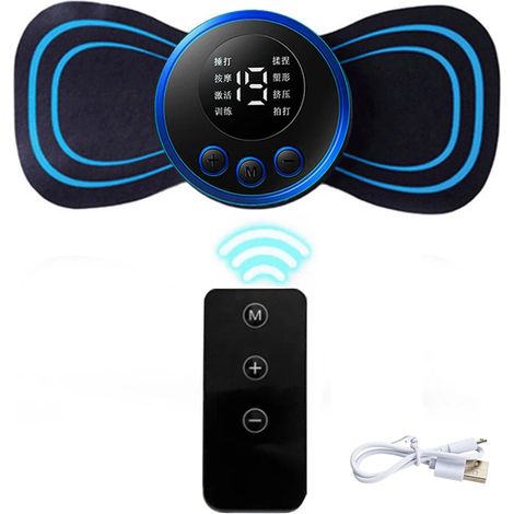 1 Mini-EMS-Muskelmassagegerät mit LCD-Fernbedienung, 8 Modi, Nackenmassage-Pad, pulsierender Muskelstimulator, Schmerzlinderung  05001-AquaForge