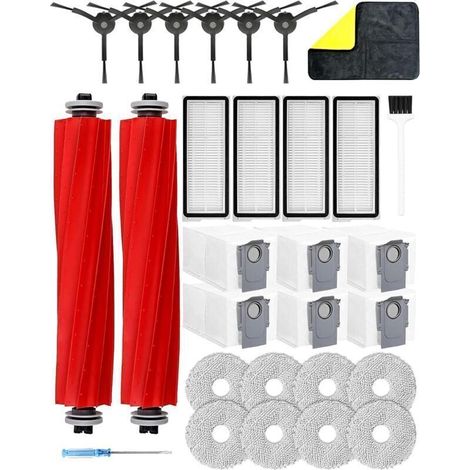 29-teiliges Zubehörset für Roborock Qrevo Pro/Qrevo maxv/Qrevo Plus/Qrevo S Saugroboter, Ersatzteile mit 2 Hauptbürsten, 6 Staubbeuteln und 8 Reinigungspads