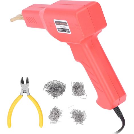 Kit de soudure plastique pour pare-chocs auto 50W, machine à souder avec pince et agrafes, rouge, pour voitures et motos, fiche ronde UE 2 broches 220V (1/5)