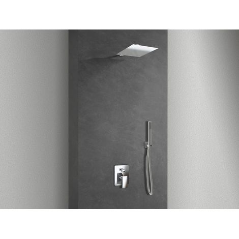 NALA - Duschset 2 Wege Duschkopf Edelstahl Slim 2 mm + Duscharm + Wasseranschluss + Flexschlauch + Handbrause Duschkopf 25x25 cm mit Wandarm