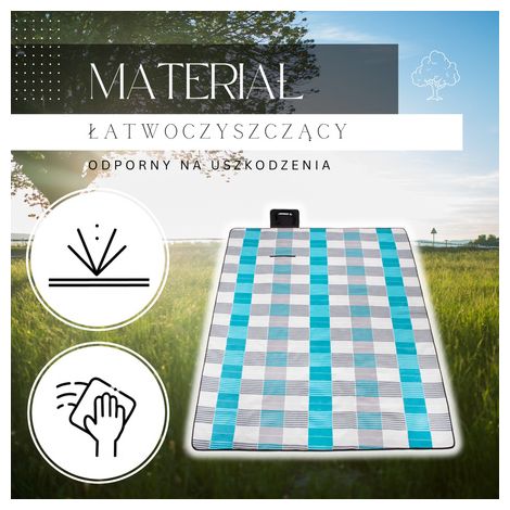 SPRINGOS Manta de picnic Manta polar para exteriores 200x240 cm motivo a cuadros Aluminio Impermeable Bolsa de transporte con cremallera Esterilla para sentarse Toalla de playa Manta de juego para niñ (1/5)