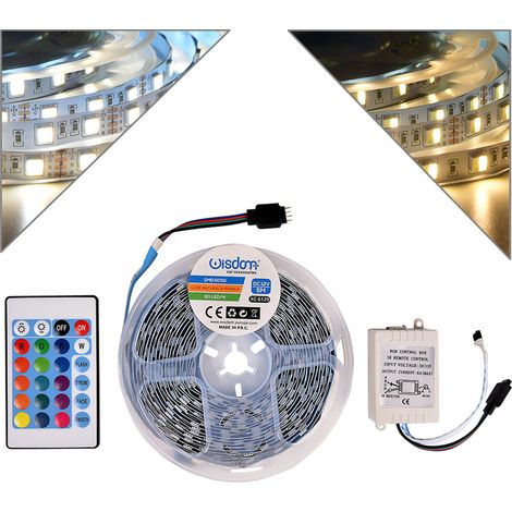STRISCIA 120 LED/M LUCE NATURALE E FREDDA 12V DA 5 METRI - IP2O PER USO INTERNO FLESSIBILE E TAGLIABILE AD ALTA LUMINOSITA' (1/5)