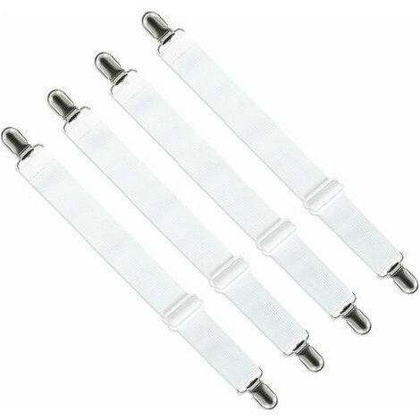 Housse réglable pour draps tendeurs (33cm à 140cm,Largeur:2.5cm), housses de repassage sangles élastiques (blanc, set de 4) (1/5)