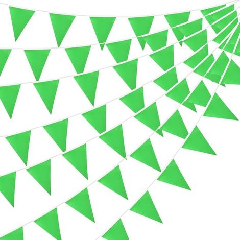 Guirlande décorative triangulaire de 10 mètres de long, verte, idéale pour les fêtes d'anniversaire et les réunions de famille. (1/5)