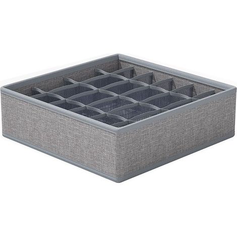 Boîte de rangement pour sous-vêtements et chaussettes, organiseur de tiroir à compartiments, gris 7 compartiments, armoire pliable en tissu gris 16 compartiments (1/5)