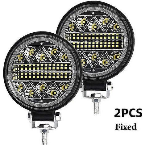 Barre lumineuse LED RXZ 102W, projecteur de travail, feu antibrouillard pour tracteur, SUV et camion, 3030 LED 34SMD, phares, barre lumineuse LED ronde fixe (2 pièces) (1/5)