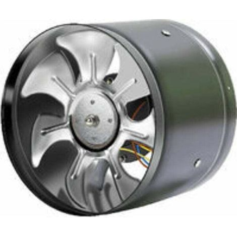 Axial-Rohrventilator aus Edelstahl für Luft/absaugung. 100 mm Rohrventilator mit verzinktem Stahlgehäuse, schwarz (1/4)