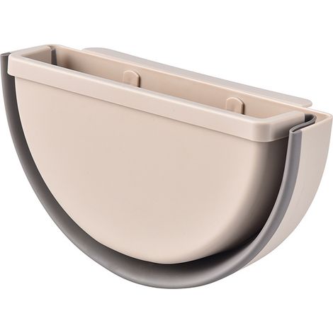 Poubelle Pliante Murale, Poubelle De Cuisine Pliée à Suspendre Petite Poubelle (Beige) (1/5)