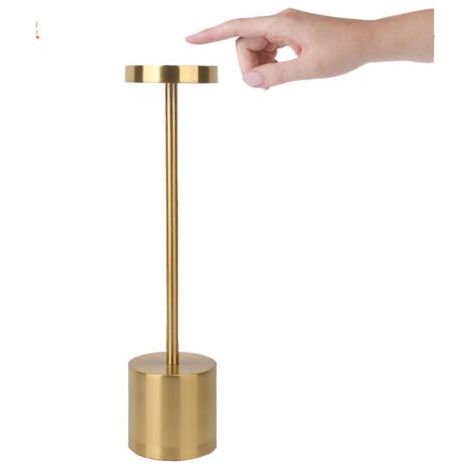 Lampe de table LED sans fil USB 1200 mAh en aluminium rechargeable pour salle à manger ou bureau (or local)--TRIMEC (1/5)