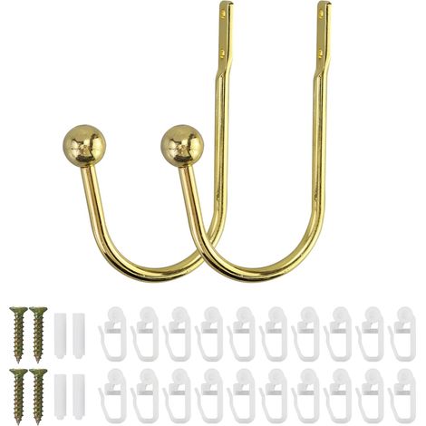Lot de 2 embrasses de rideaux en métal en forme de U, avec 20 glisseurs pour fixation murale, décoratives et résistantes.