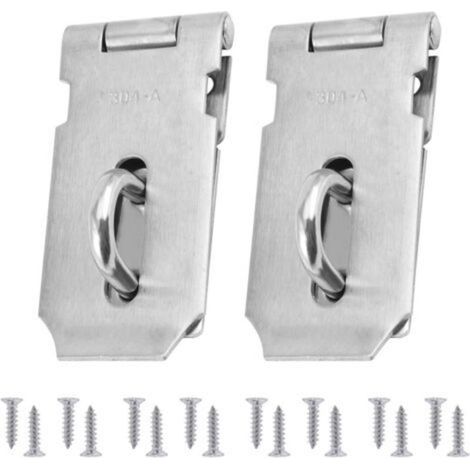 2Pcs Moraillon Résistant Et Agrafe Serrure, Acier Inoxydable Porte Verrous, Porte Fermoir avec 16Pcs Des Vis, 4 Pouces