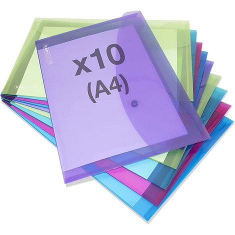 Pochettes - Bouton pression - A4+ - Semi-transparent - 10 unités - Rapesco (1/4)