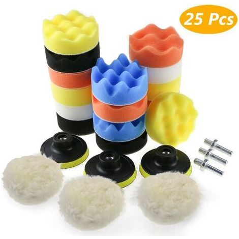 Tampon De Polissage - 25 Pièces Kit Tampons Pour Polisseuse Avec Adaptateur M10 - Pour Voiture Et Détail Automobile (1/5)
