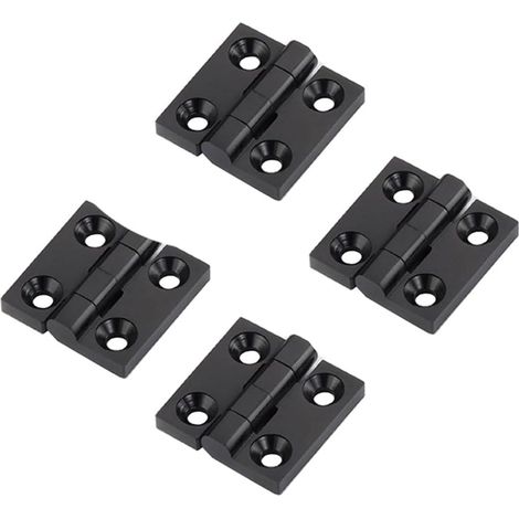 Lot de 4 charnières de cadre de porte en alliage de zinc noir 50 x 50 mm Kit d'installation pour fente de profil en aluminium extrudé 2020 6 mm