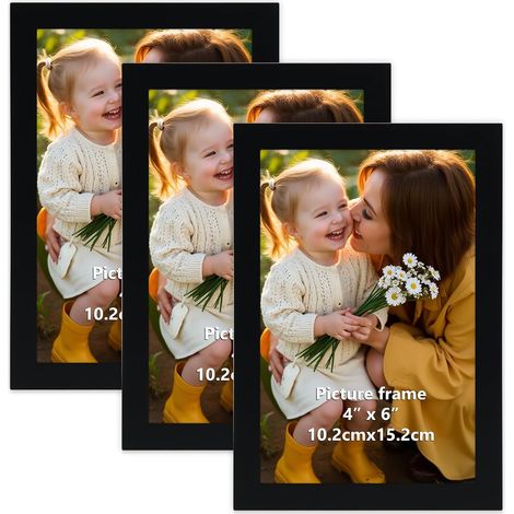 Lot de 3 Cadre Photo 10x15 cm Noir, Élégant Cadre 10x15 en PVC (1/5)