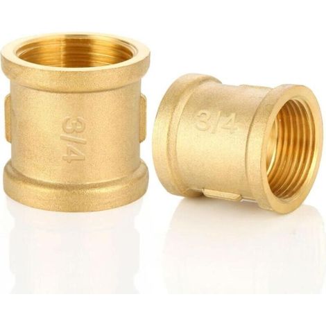 Brass G3/4" Female/Female Coupling, 2 Pieces, Solid Fitting for Pipes and Water Tanks (1/5)