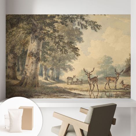 Papier peint avec colle pour décoration moderne de salon chambre à coucher cuisine et bureau Facile Calme de la forêt 104x70 cm (1/5)