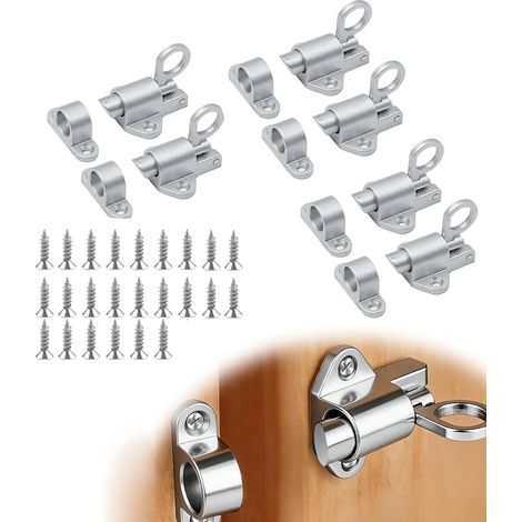 Lot Automatique Verrou Porte Rebond Loquet Porte Boulons Ressort Serrure Porte Métal Loquet Ressort Loquet Porte Portes D'armoire Cages Animaux (Argent) (1/5)