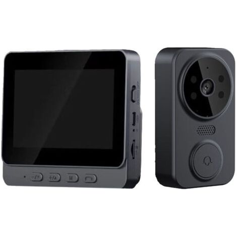 Sonnette vidéo de sécurité, caméra de sonnette vidéo WiFi, avec écran IPS de 10,9 cm, interphone vidéo bidirectionnel, caméra de sonnette sans fil