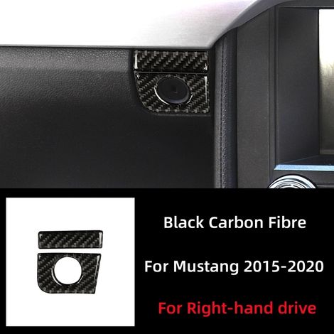 (Noir (conduite à droite)) Accessoires auto compatibles avec Ford Mustang GT 2015-2021 : intérieur en fibre de carbone, boîte de rangement passager, cache-interrupteur, autocollants décoratifs (1/5)