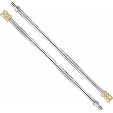 Lot de 2 rallonges nettoyeur haute pression 17″ – Acier inoxydable – Pression max 5000 PSI – Raccord rapide 1/4 pour pistolet