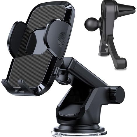 Support de téléphone pour voiture, support de tableau de bord avec ventouse, support de téléphone pour sortie d'air de pare-brise de voiture (1/5)