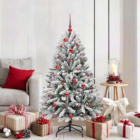 Künstlicher Weihnachtsbaum Grün und Weiß 150 cm PVC und Metall
