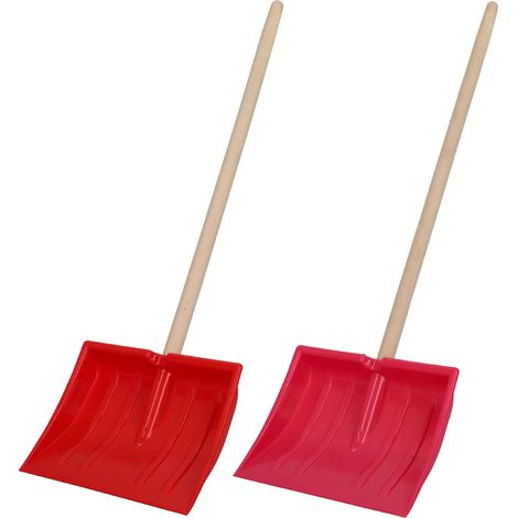 KOTARBAU® 2 pièces Pelle à Neige - plastique - 25x20 cm - Pelle Enfant - avec Manche en Bois - Ergonomique - Légère - Rose Rouge Naturel (1/5)