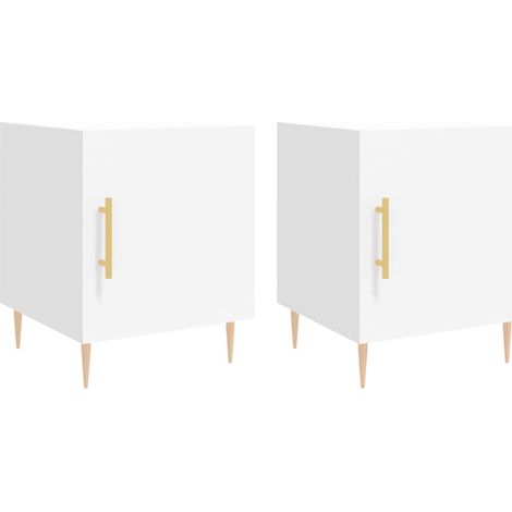 Juego de 2 mesitas de noche con compartimento con puerta 40 x 40 x 50 cm madera contrachapada blanca DEC034963
