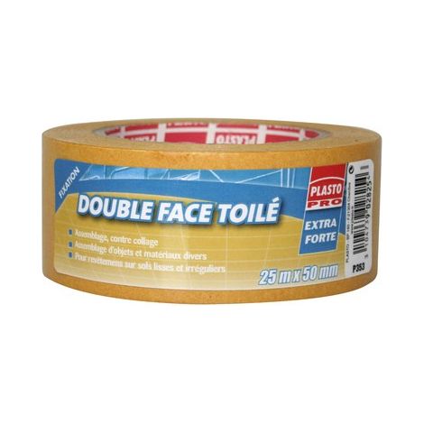 Adhésif Double Face Toilé P353 Fixation Ultra-résistante Et Discrète - Plasto