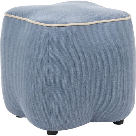 Puf cuadrado decorativo dormitorio sala de estar reposapiés tela azul claro Juno (1/5)
