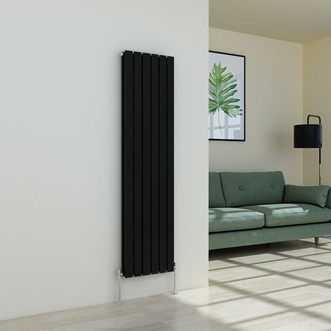 Warmehaus Flat Panel Black Radiator Vertical Double 1600x408mm