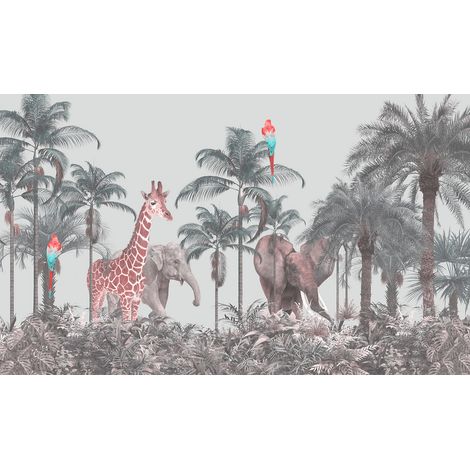 Papier peint panoramique Enfants - Animaux de la Jungle - 130 cm x 78 cm (1/2)