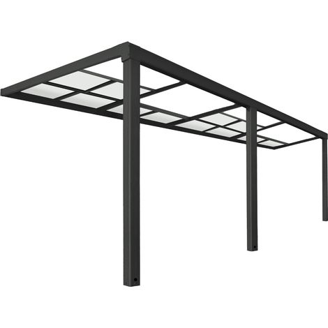 Home Deluxe – Toit de terrasse coulissant 579 x 295 x 233/272 cm – Plaques alvéolaires polycarbonate – Aluminium gris anthracite – Matériel de montage inclus (1/5)