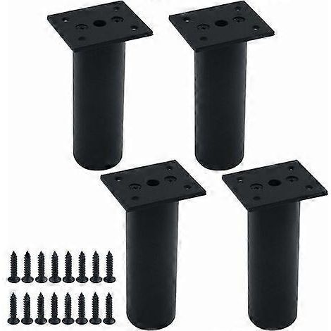 Pieds de meubles réglables, supports de pieds ronds en alliage d'aluminium avec vis, hauteur réglable de 120 à 135 mm, paquet de 4. (1/5)