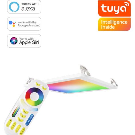 RGB+CCT LED Panel 30x30cm inkl. MiBoxer Smarthomesteuerung 18W 24V Rahmen weiß - Panelmontage: Deckenhalterung Clips (1/5)